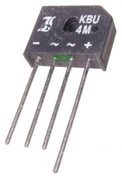 KBU-Gleichrichter 4G  //  400 V / 4 A  / -WW+